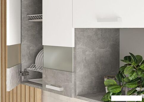 Готовая кухня Стендмебель Денвер 1.8 (белый/ателье светлое)