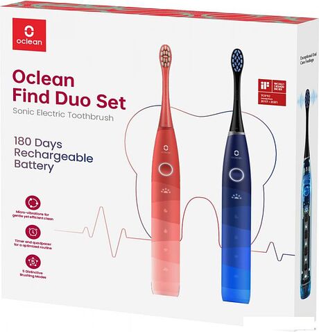 Комплект зубных щеток Oclean Find Duo Set Red-Blue