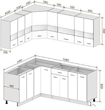 Угловая кухня Кортекс-мебель Корнелия Экстра 1.5x2.0 без столешницы (дуб сонома/венге)