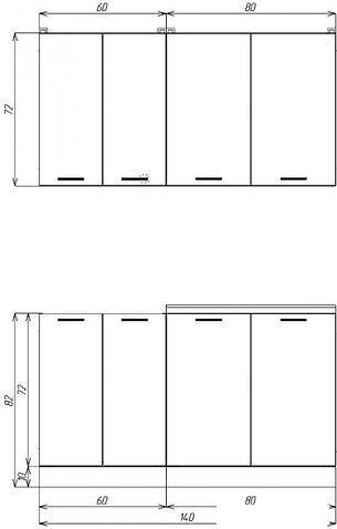 Готовая кухня ЭлиГард Lion 1.4 (белый структурный/дымчатый алмаз/дуб бунратти)