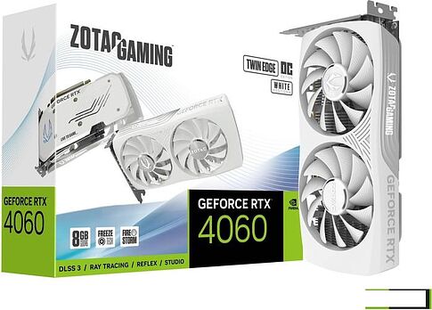 Видеокарта ZOTAC GeForce RTX 4060 8GB Twin Edge OC White Edition ZT-D40600Q-10M