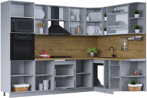 Готовая кухня Интерлиния Тренд 1.88x2.8 ВТ правая (луна/луна/бискайская сосна)