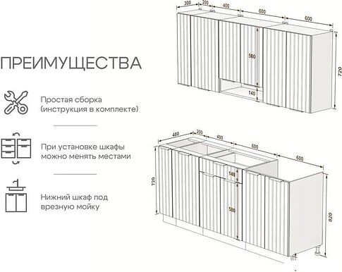 Готовая кухня Arvento АНТА-плюс 1.8м (зеленый)
