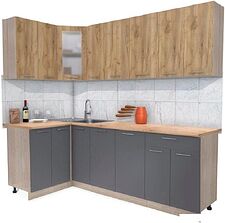 Готовая кухня Интерлиния Мила 12x24 (дуб золотой-антрацит-дуб бунратти)