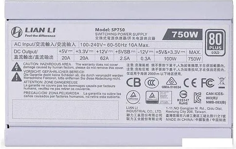 Блок питания Lian Li SP750 G89.SP750W.00EU