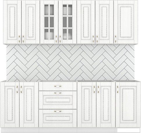 Готовая кухня Интермебель Бостон-7 2.2 без столешницы (акация белая)