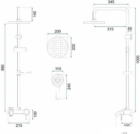Душевая система Rea Luis REA-P7006 (золотой)