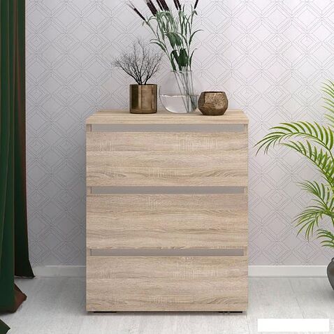 Комод Кортекс-мебель Бари 60 3ш (дуб сонома/дуб сонома/белый)