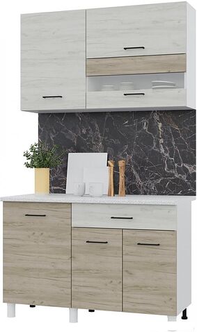 Готовая кухня Горизонт Trend 1200 (крафт белый/крафт серый)