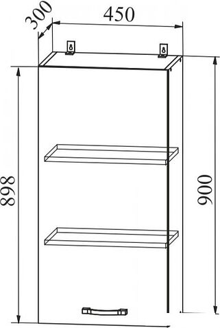 Шкаф навесной ДСВ Тренто ВП 450 левый (серый/серый)