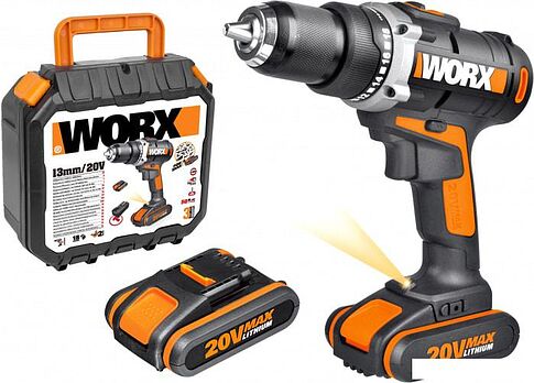 Дрель-шуруповерт Worx WX183.1 (с 2-мя АКБ, кейс)