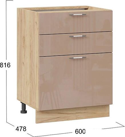 Шкаф напольный Трия Весна 1Н6Я3 (дуб крафт золотой/кофе с молоком)