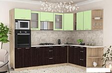 Готовая кухня Интерлиния Мила 1.88x2.8 правая (салатовый/дуб венге/малага) Готовая кухня Интерлиния Мила 1.88x2.8 правая (салатовый/дуб венге/малага)