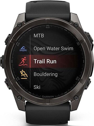 Умные часы Garmin Fenix 8 Sapphire 51мм (угольно-серый DLC, пепельно-черный силиконовый ремешок)