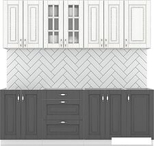 Готовая кухня Интермебель Бостон-7 2.2 без столешницы (акация белая/акация графит)