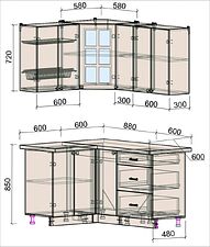 Готовая кухня Интерлиния Мила Деко 1.2x1.5 (белый/кастилло темный)