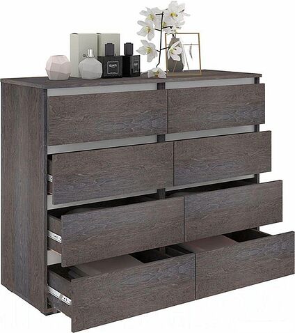 Комод Кортекс-мебель Бари 120 8ш (береза/береза/белый)