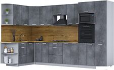 Готовая кухня Интерлиния Мила Лайт 1.68x3.4 левая (бетон потленд/бетон портленд/дуб бунратти)