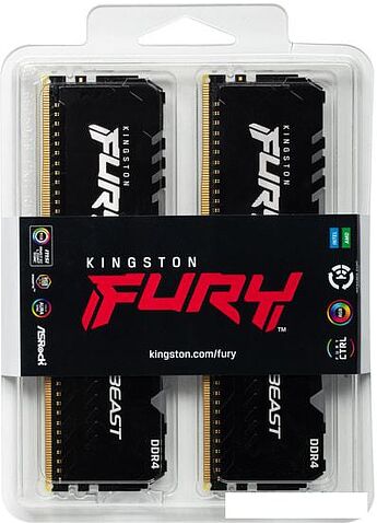 Оперативная память Kingston FURY Beast RGB 2x32GB DDR4 PC4-25600 KF432C16BBAK2/64