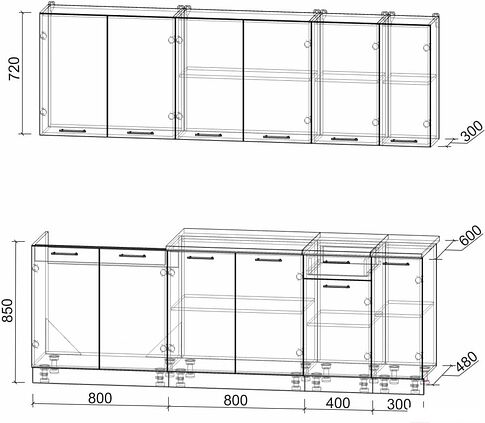 Кухня Интерлиния Мила Лайт 2.3 (серебристый/антрацит)