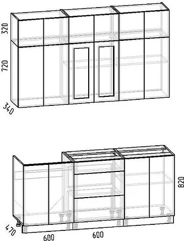 Готовая кухня Интермебель Лион-4 1.8м без столешницы (белый софт)