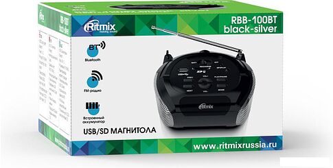 Магнитола Ritmix RBB-100BT (черный)