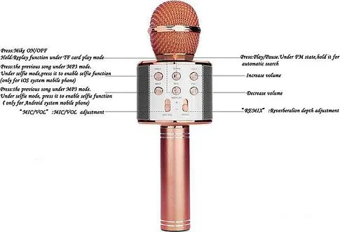 Микрофон Wster WS-858 (розовый)