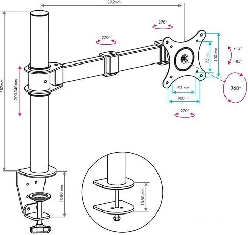 Кронштейн VLK TRENTO-93 (черный)
