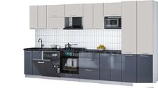 Готовая кухня Интерлиния Мила Gloss 3.8-ПМ2 (асфальт глянец/кашемир/кастилло темный)