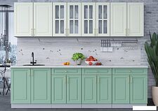 Готовая кухня Интерлиния Мила Шато 2.7А (белый/мята/бискайская сосна)