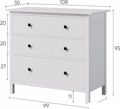 Комод Лузалес Кымор 3 ящика (белый)