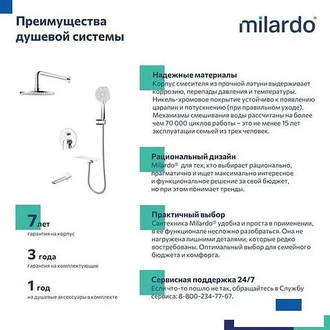Душевая система  Milardo Rora RORSB03M68