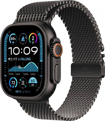 Умные часы Apple Watch Ultra 2 LTE 49 мм (титановый корпус, черный/черный, миланская петля M)