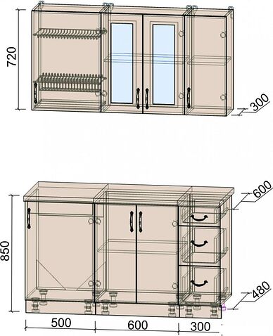 Готовая кухня Интерлиния Мила Крафт 1.4Б (дуб полярный)