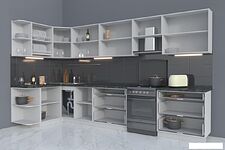 Угловая кухня Интерлиния Мила Матте 1.5x3.6 Б левая (белый/белый/опал светлый)