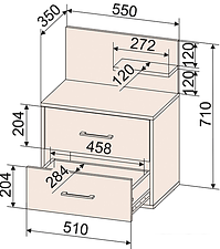 Тумба Интерлиния Loft LT-Т55 (дуб золотистый-антрацит)