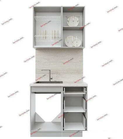 Готовая кухня Интерлиния Берес 0.9А (дуб полярный/дуб английский/кастилло темный)