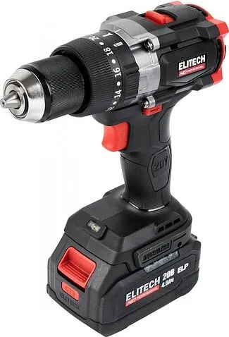 Ударная дрель-шуруповерт ELITECH CD 20BL2 E2201.042.02 (с 2-мя АКБ, кейс)