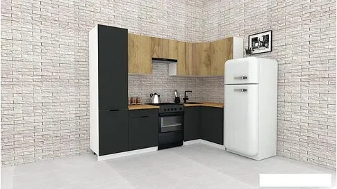 Готовая кухня ВерсоМебель Эко-2 1.2x2.7 правая (дуб крафт золотой/антрацит/ст.золотистый дуб)