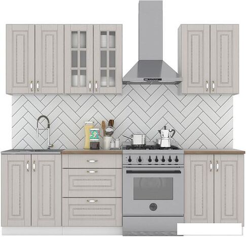 Готовая кухня Интермебель Бостон-4 1.8м (ясень капучино софт/дуб флагстаф темный)