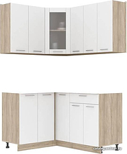 Готовая кухня Интерлиния Мила 12x15 без столешницы (белый платинум)