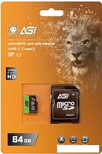 Карта памяти AGI TF138 microSDHC AGI064GU1TF138 64GB (с адаптером) Карта памяти AGI TF138 microSDHC AGI064GU1TF138 64GB (с адаптером)