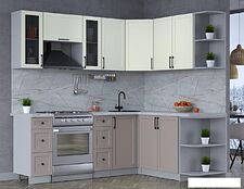 Готовая кухня Интерлиния Тренд 1.7x2.2 правая (луна/белый/серый каспий)