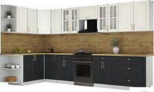 Готовая кухня Интерлиния Мила Шато 1.7x3.6 LV (белый/черный/дуб бунратти)