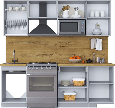 Готовая кухня Интерлиния Мила Шато 2.2В (пепел/пепел/опал светлый)