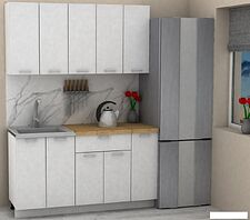 Готовая кухня ЭлиГард Lion 1.5 (белый структурный/дуб бунратти)