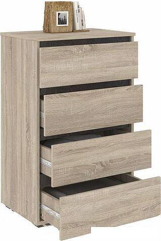 Комод Кортекс-мебель Бари 60 4ш (дуб сонома/дуб сонома/береза)