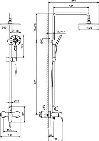 Душевая система  Aquatek Бетта AQ2160MB (черный матовый)
