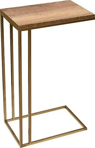 Приставной столик BZT Simmin Duo Golden SDGW001 (золотое двойное основание/коричневая доска)