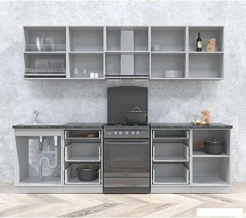 Кухня Интерлиния Мила Матте 2.7 Б (белый/белый/кастилло темный)